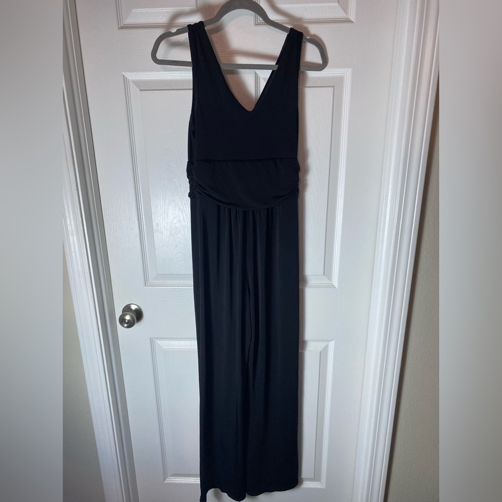 Destiny Black V Neck Wide Leg Pants Jumpsuit Size Medium